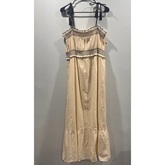 The Good Journey Light Beige and Black Maxi Dress with Stretch Top Sz L- NWT - Picture 1 of 11